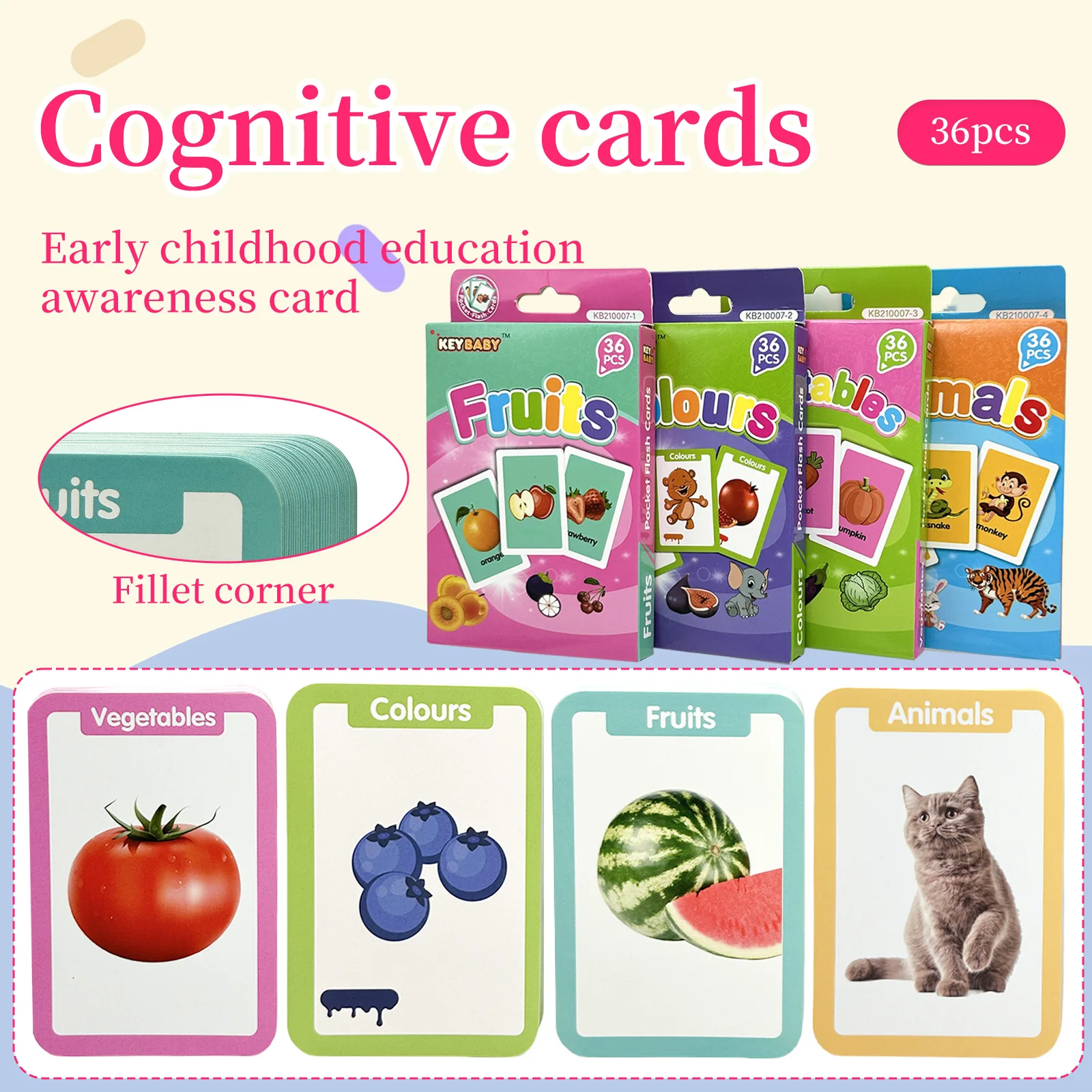 بطاقات تعلم مونتيسوري للأطفال من سن 1 إلى 3 سنوات، بطاقات التعليم المبكر للفواكه والخضروات وألوان الحيوانات #4