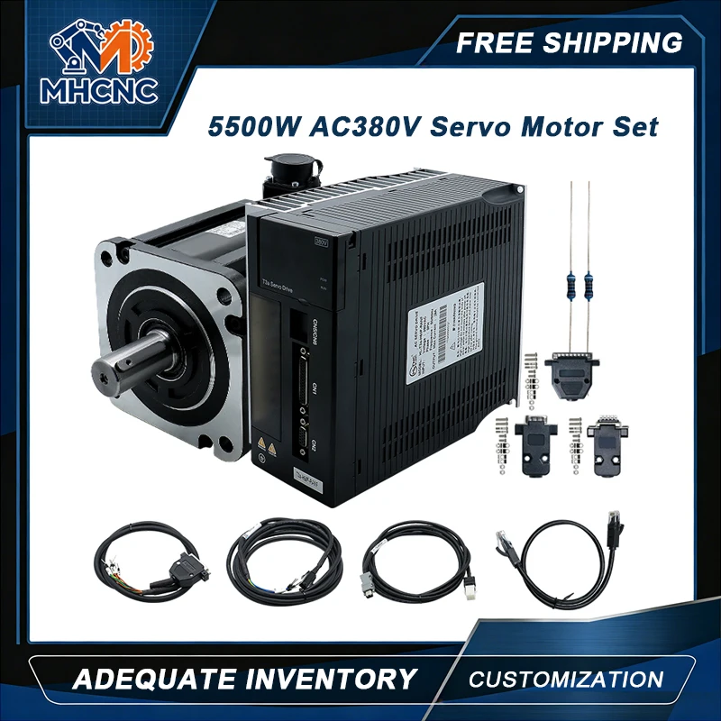 

MHCNC 5500W 180ST-M35015 AC Servo Motor 35N 5.5KW 380V With T3A-H50F-RANF Driver Permanent Magnet For CNC