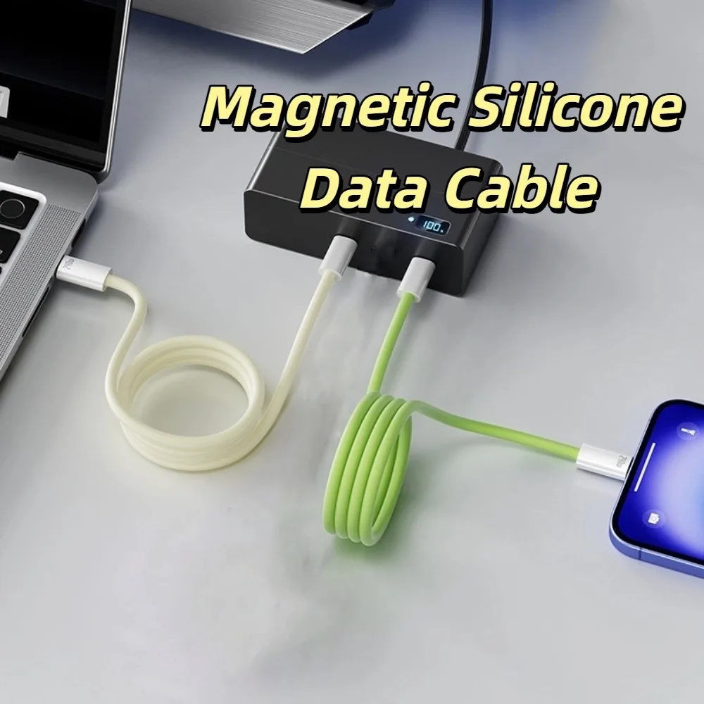 

Magnetic Type C Silicone Data Cable Automatic Storage Anti Winding Type C To Type C Phone Cable Silicone Data Cord