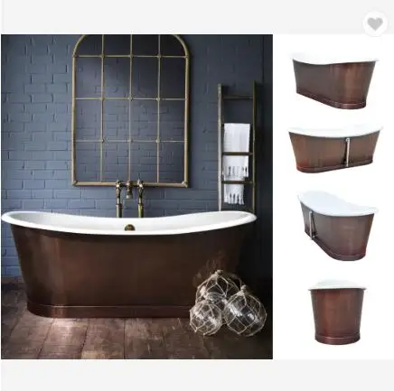 Cast Iron Bathtub with Copper Skirt Luxury Bathroom Antique Cast Iron Bath Tubs