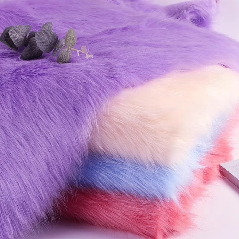 Light Purple 1800 Grams/meter Thickened High-end Imitation Fox Fur Special Price for Sale Hair Length 5-6cm DIY Overcoat Fabric