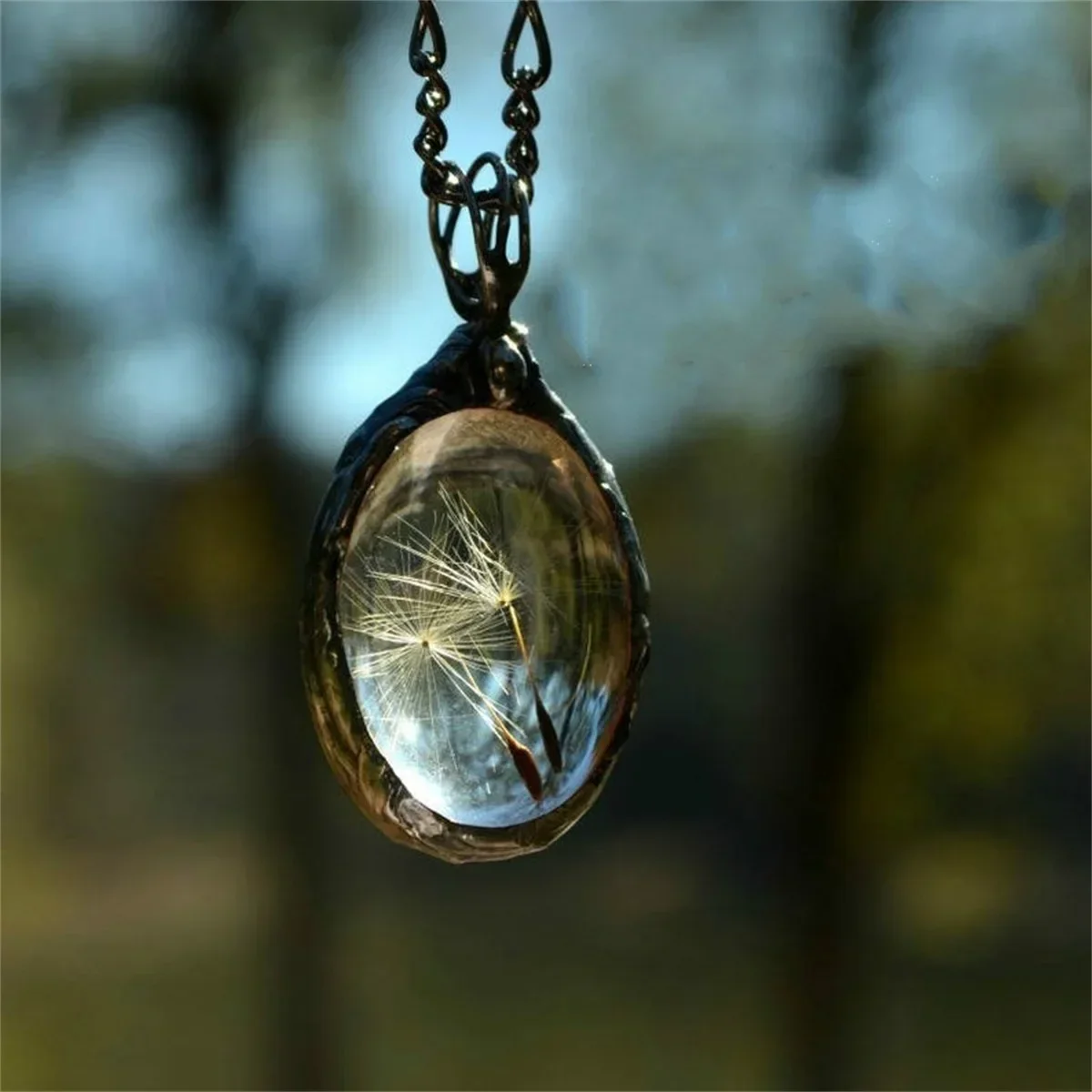 Подвеска На Шею Dandelion Dried Flower Pendant Necklace Charm Natural Dandelion Glass Ball Transparent Wish Glass Vial Jewelry