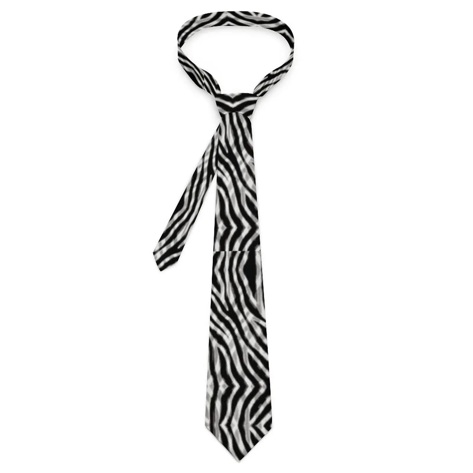 

Tribal Zebra Tie Black White Stripes Graphic Neck Ties Novelty Casual Collar Tie For Men Leisure Necktie Accessories