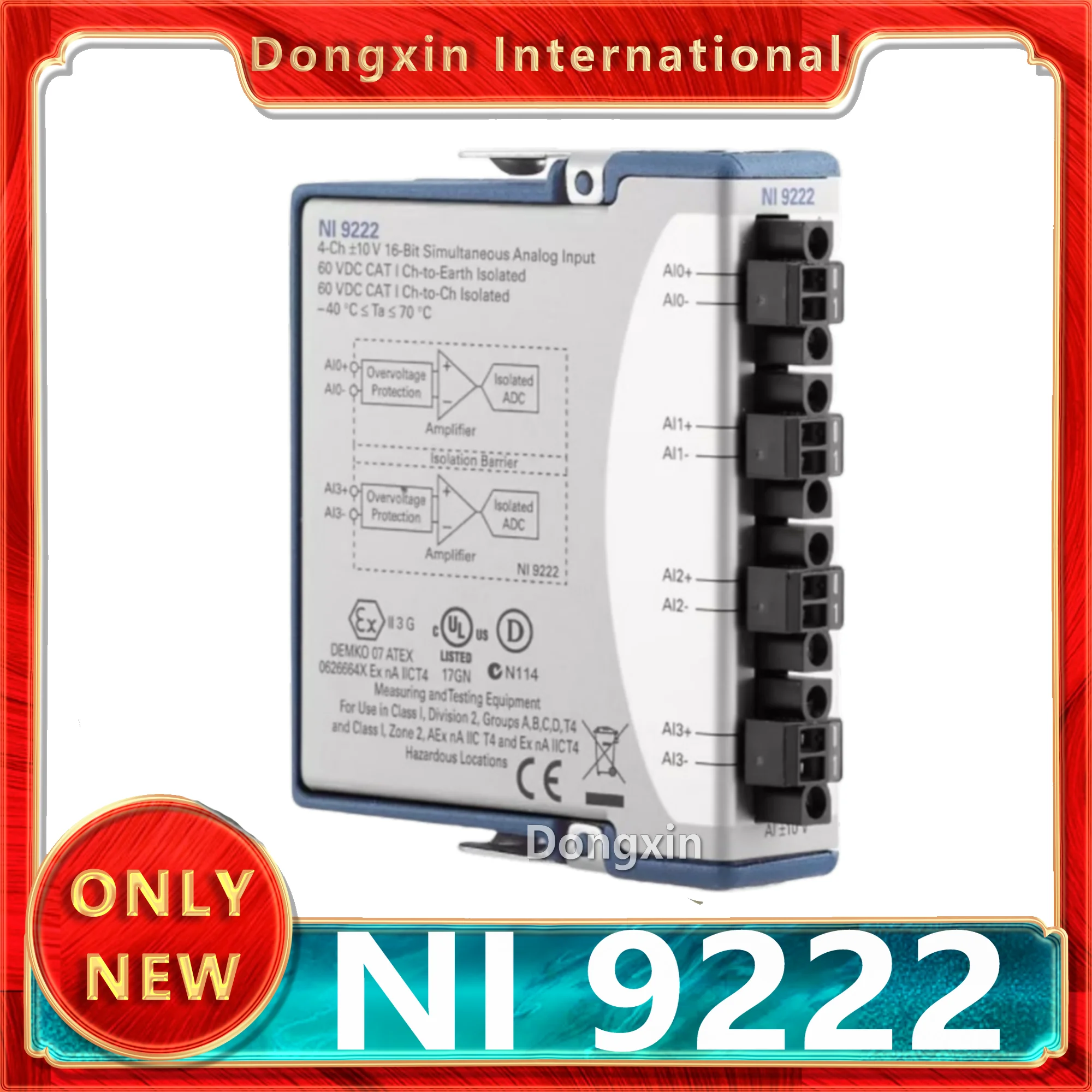 

NI 9222 Screw Terminal 781397-01 4-Channel 16-Bit Simultaneous Analog Input Module