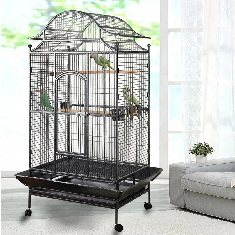 Parrot bird cage high quality big pet cage Supply factory  Metal Iron Metal cage Specialty pet products manufa