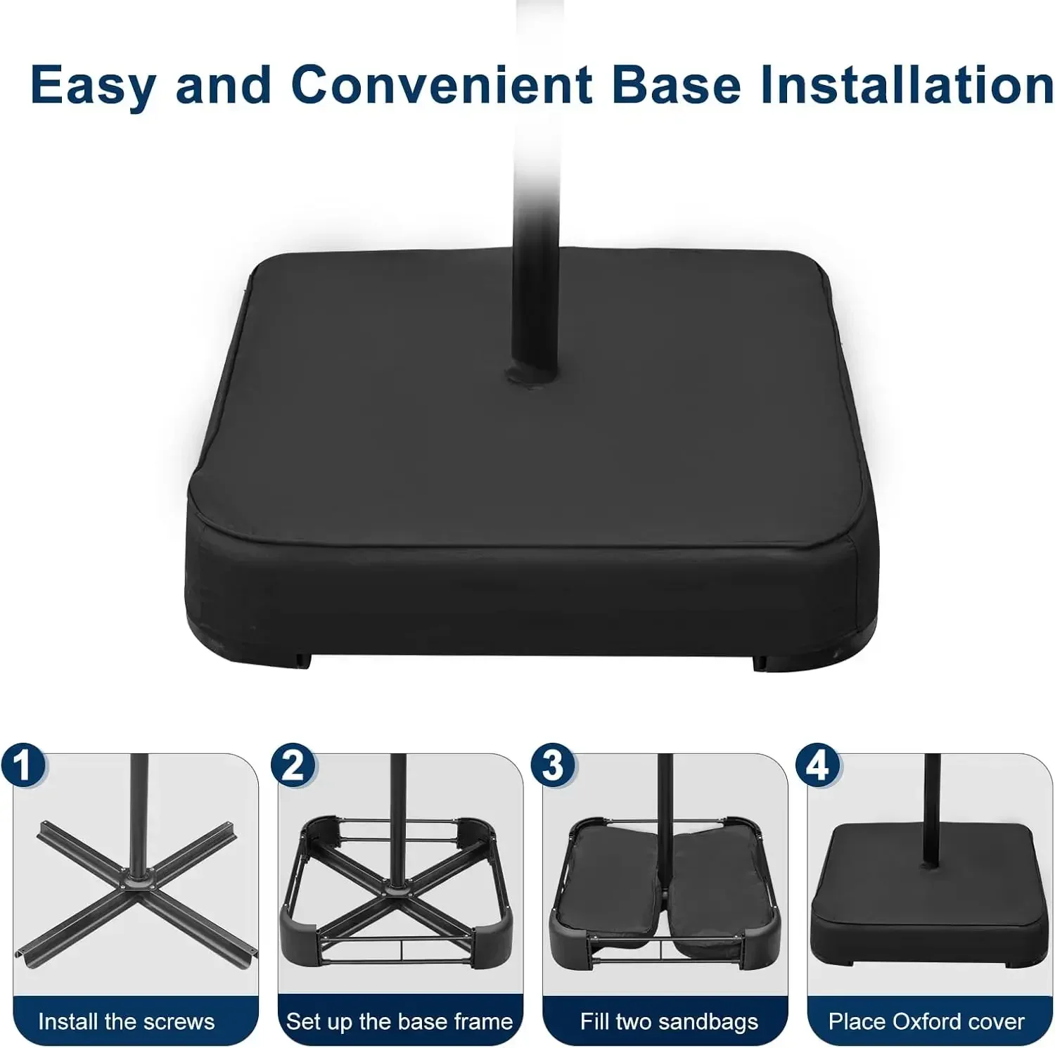 مظلة فناء مضاءة بالطاقة الشمسية بطول 10 أقدام لعام 2025 مع قاعدة متضمنة، مظلة ناتئ للإزاحة الخارجية، إمالة لا نهائية، حماية من الأشعة فوق البنفسجية لـ #3