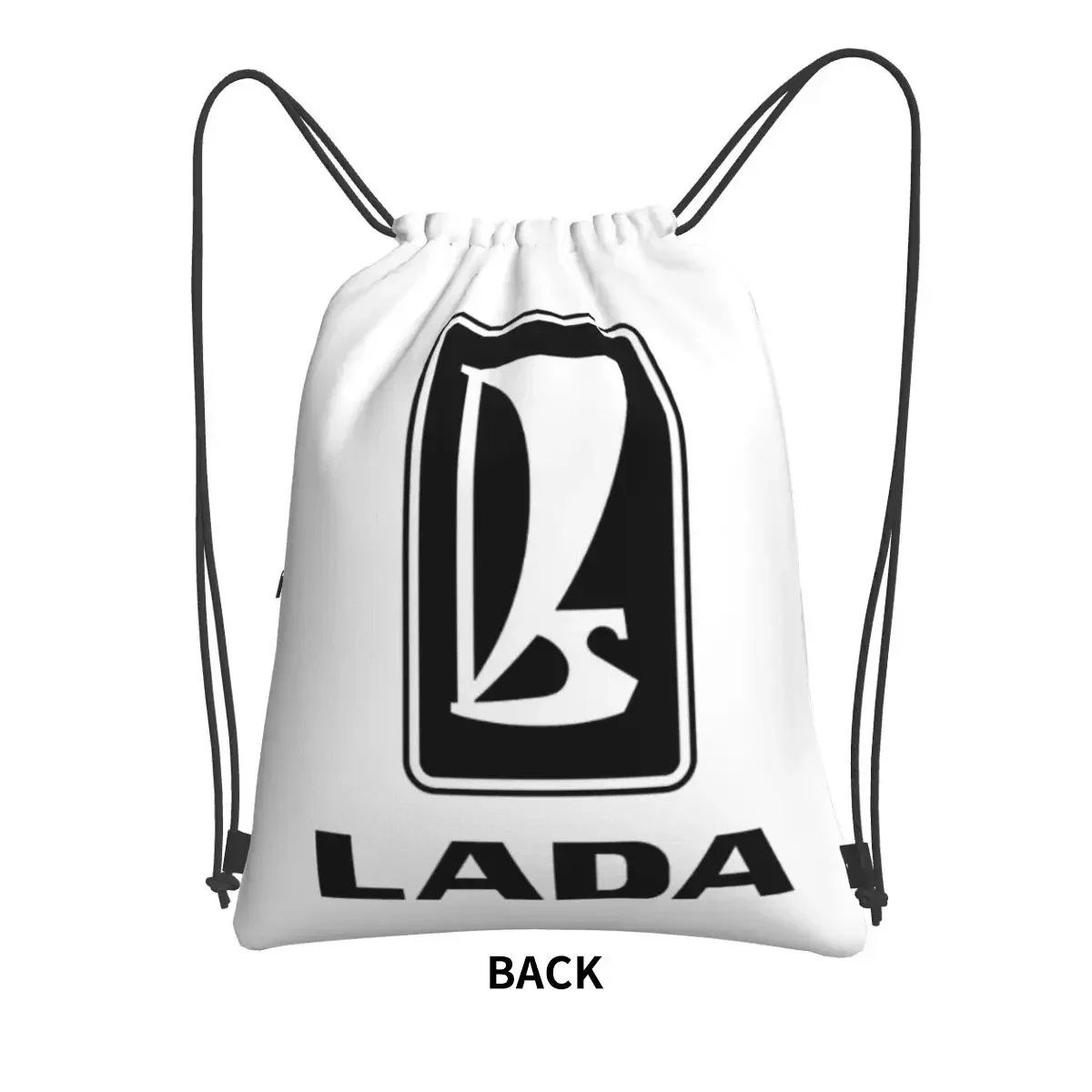 Lada Logo 1980s (black) Portable Backpacks Drawstring Bag Multi-function Drawstring Bundle Pocket Book Bags For School Students