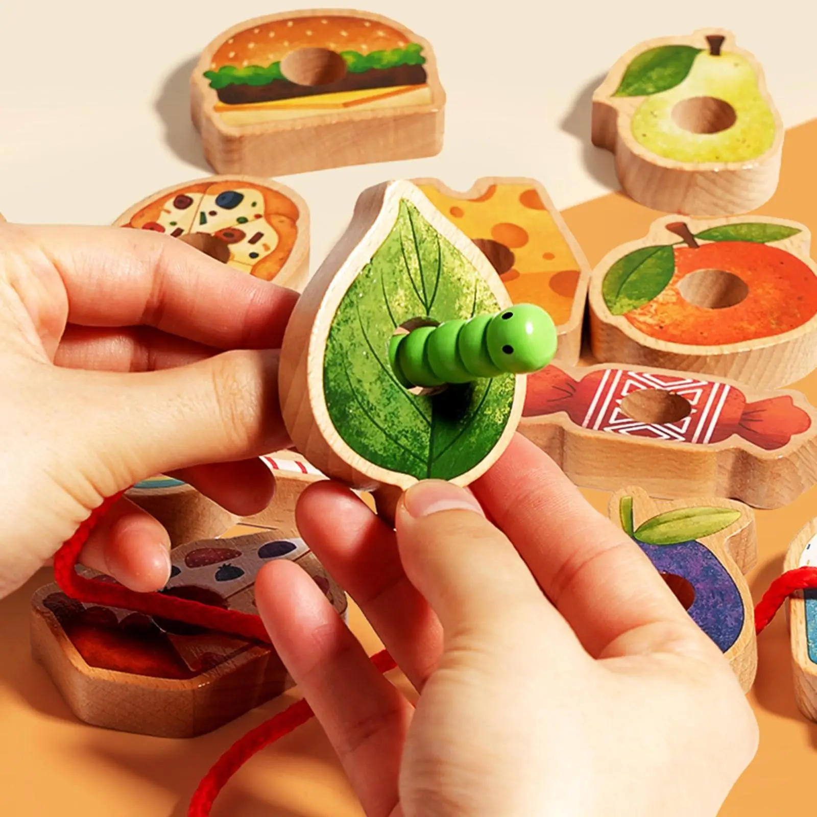 جلد الخرز المهارات الحركية لعب الغذاء الفاكهة الخرز لعبة الإدراك الملونة هدية عيد ميلاد ألعاب تعليمية التوتير الخرز للطفل