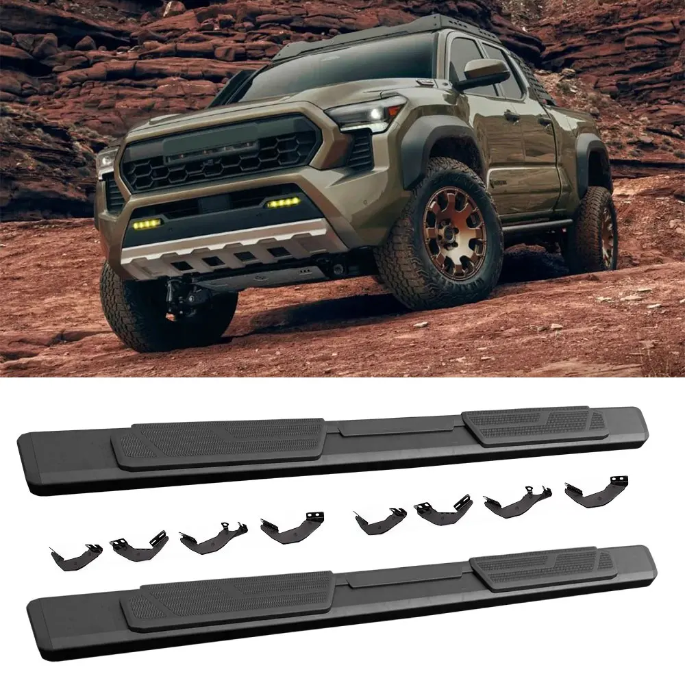 2pcs Silver Running Board Fits for Toyota Tacoma 2024 2025 Side Step Nerf Bar