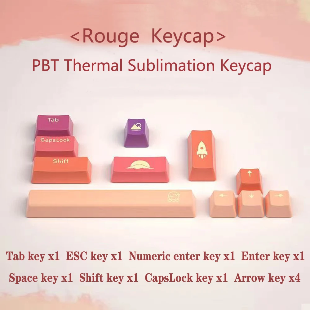 10 Keys Biochemical PBT Double Shot Keycaps Space Bar For Mechanical Keyboard Rouge Poems Cheese Gk61 Custom OEM Profile Keycap