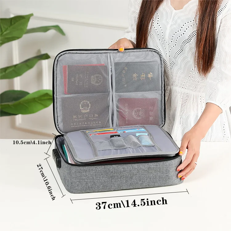 Document Storage Bag Home Office Organizer Files Ticket Credit Card Certificates Handbag Fruit Letter Print A B Lockable Folder