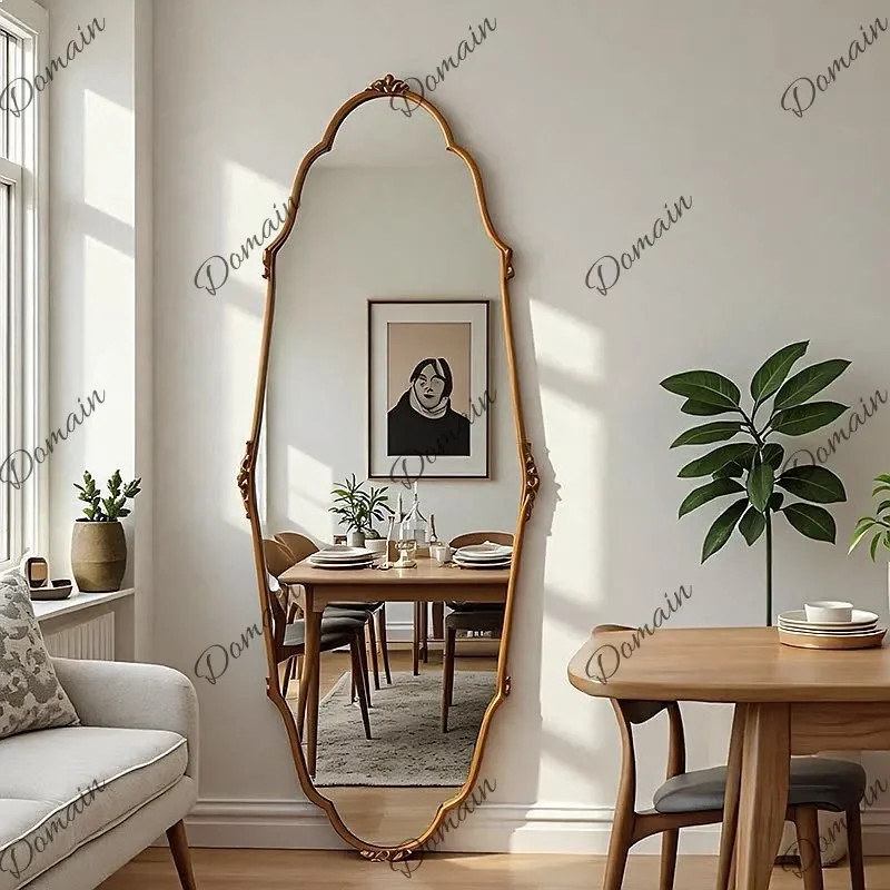 ZL Vintage Full Length Wall Mirror French Style Arched Hanging Dressing Mirror for Bedroom Entryway