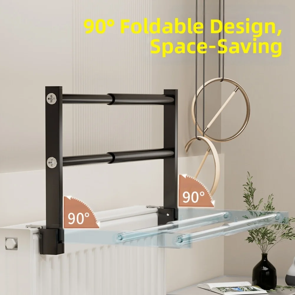 Indoor Radiator Compatible Drying Rack with Retractable Width and Foldable Arms for Easy for access and Safe Heat for zone Usage