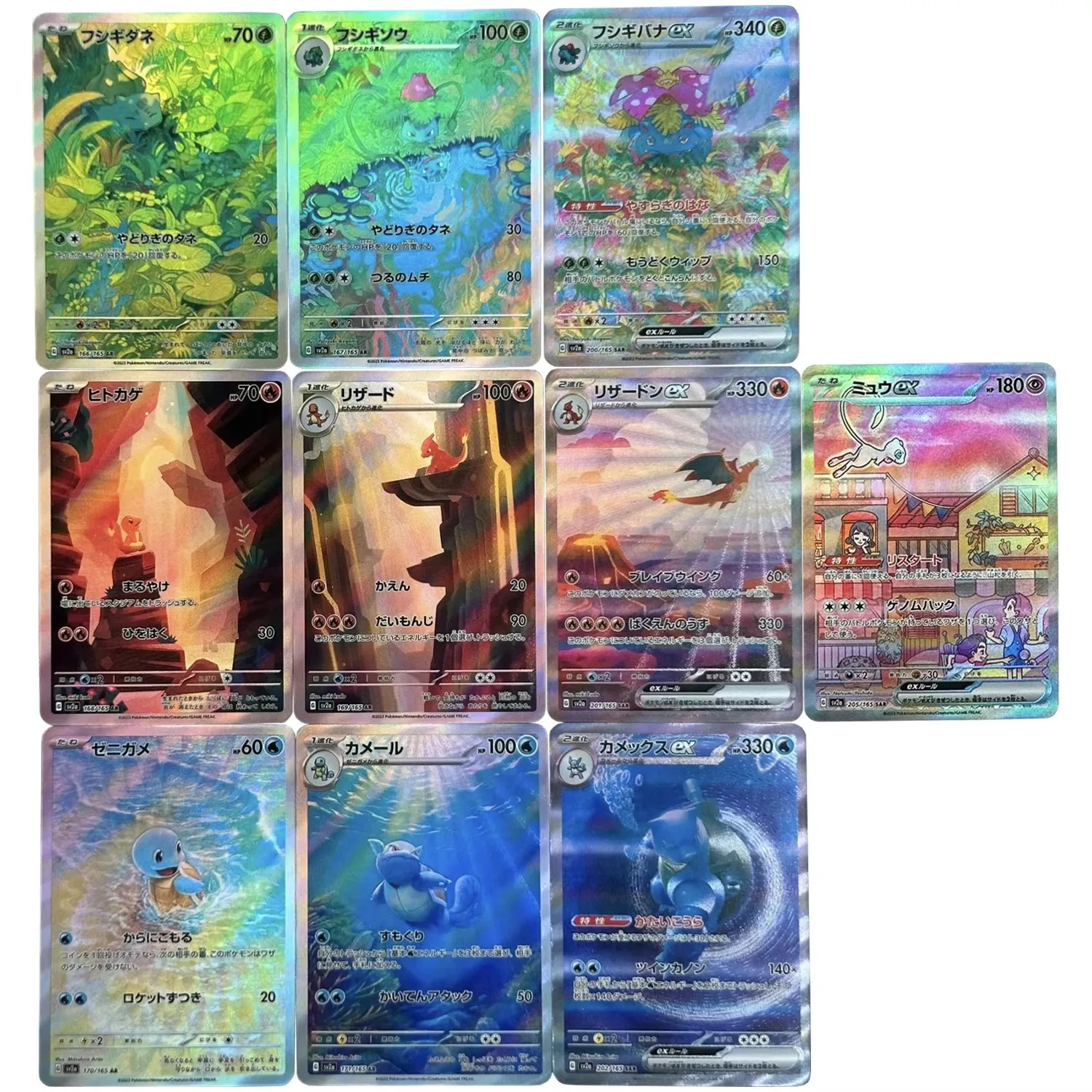 

10Pcs/set Ptcg Mew Charizard Blastoise Venusaur Color Flash Card Self Made Classic Game Anime Collection Cards Gift Toys