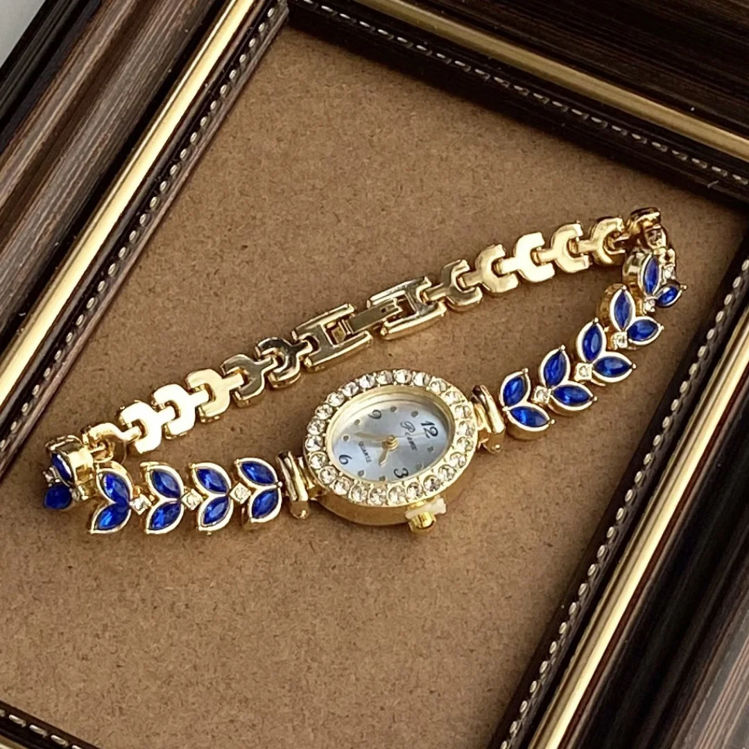 الفاخرة ورقة الماس الساعات النسائية حجر الراين سوار كوارتز ساعات المعصم السيدات ساعة هدية ساعة Relogio Feminino montre