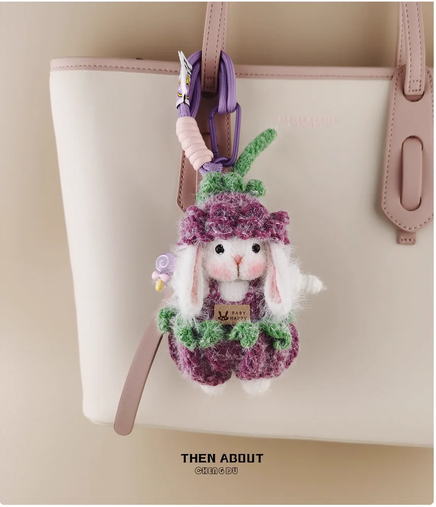Purple rose flower cute candy rabbit doll bag pendant pendant back schoolbag pendant gift