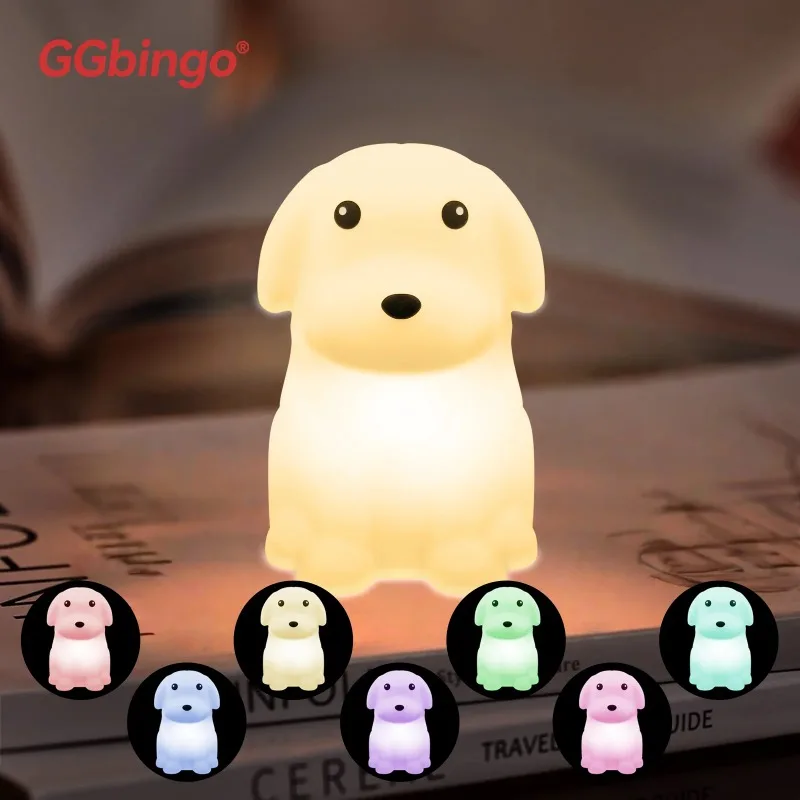 Милый мультяшный силиконовый светодиодный ночник для детей, USB перезаряжаемый сенсорный датчик, RGB настольная лампа, мягкое прикроватное освещение для спальни