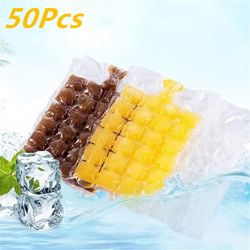 50pcs Ice Mould Disposable Portable Ice Cube Bags Transparent Faster Freezing Ice-Making Ice Bag Kitchen Gadgets Ice Cube Maker