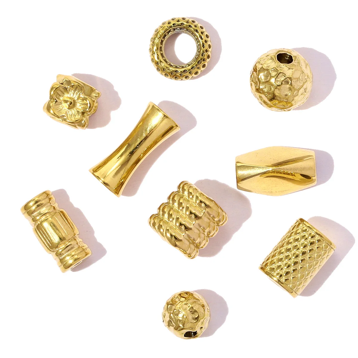 3Pcs/Lot Stainless Steel Flower Round European Beads Geometric Cube Spacer Charms For DIY Making Bracelet Necklace Jewelry