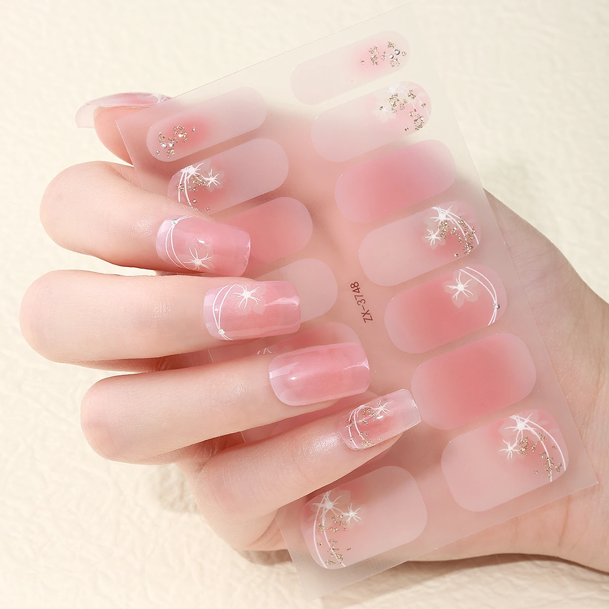 14Tips DIY ベーキングフリーネイルステッカー春夏の花自己粘着ネイルストリップフルカバーネイルデコレーションデカール