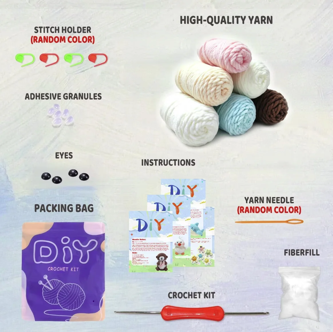 AMAXIN Crochet Tool Kit for Beginners-Easy Learn to Starter Amigurumi Knitting Kit and Yarn Craft Ki