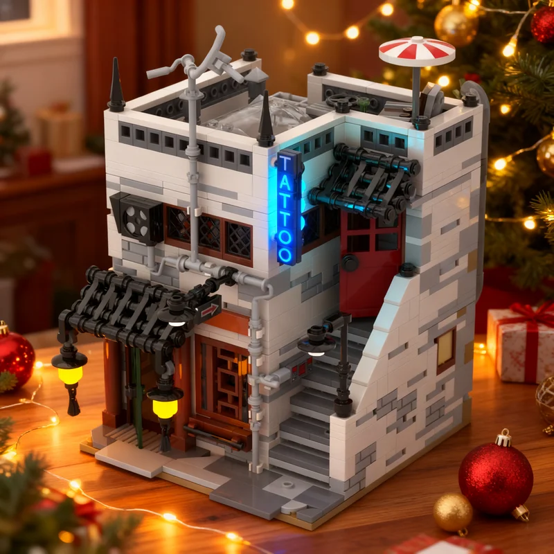 1291pcs MOC Creator Expert Modular 16x16 Tattoo Parlour / Traditional Chinese Model Christmas Gift DIY Living Room Decoration
