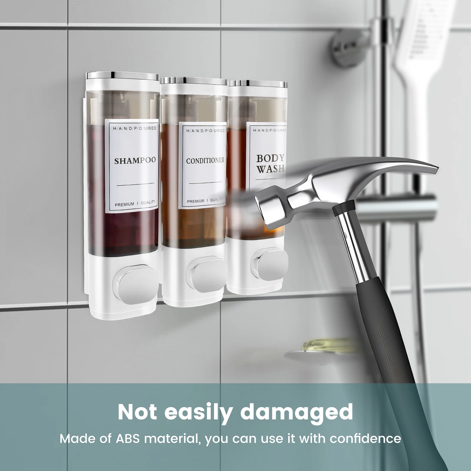 Refillable Bottles No Drill Shampoo and Conditioner Dispenser Transparent Liquid Soap Dispenser for Bathroom Hotel Accessories