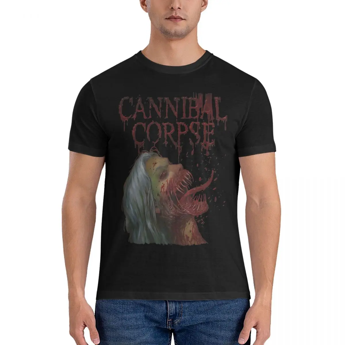 Harajuku Cannibal Corpse Violence Unimagined Black T-Shirt Unisex Cotton Short Sleeve Blood Death Metal Summer Tops Shirts