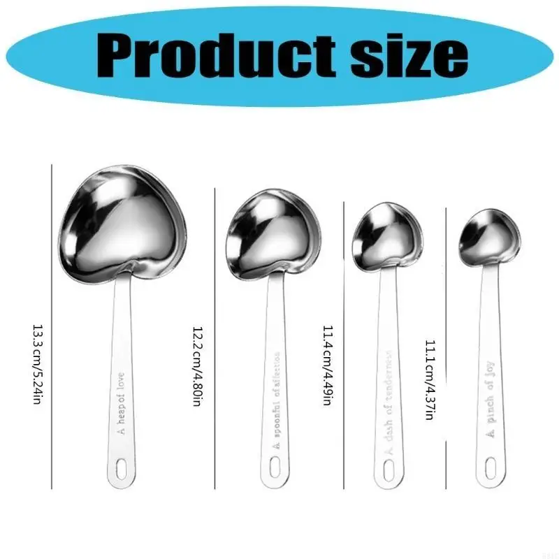 

581C 4Pieces Heart Coffee Bean Measuring Spoons Gift Set For Wedding Guests