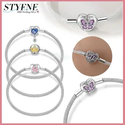 Sterling Silver 925 Retro Butterfly Golden Crown Original Bracelet Diy Beaded Accessories Temperament for Women Jewelry Gifts