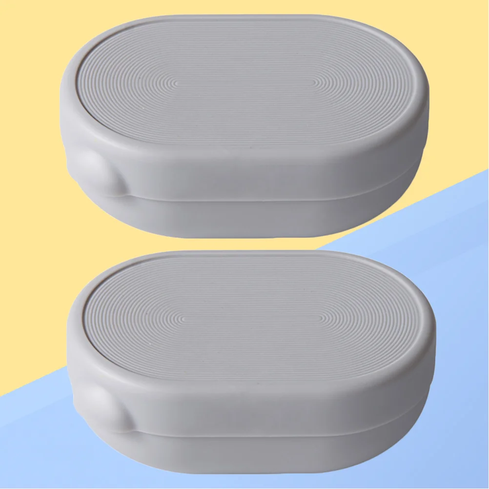 

2Pcs Portable Soap Box Travel Dish Waterproof Tray Draining Holder Grey Suitable Standard Bars Concave Joint Soap Box