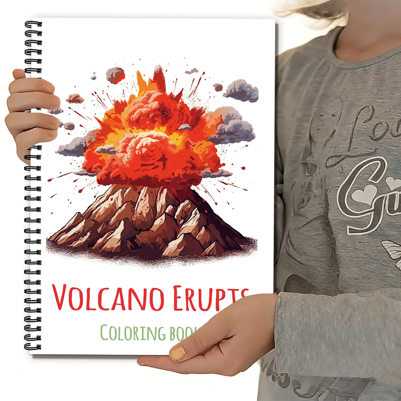 

1 шт. книги для рисования, спиральная книжка-раскраска с динамическими эвертатами вулкана, для захватывания натуральных пейзажных раскрасок