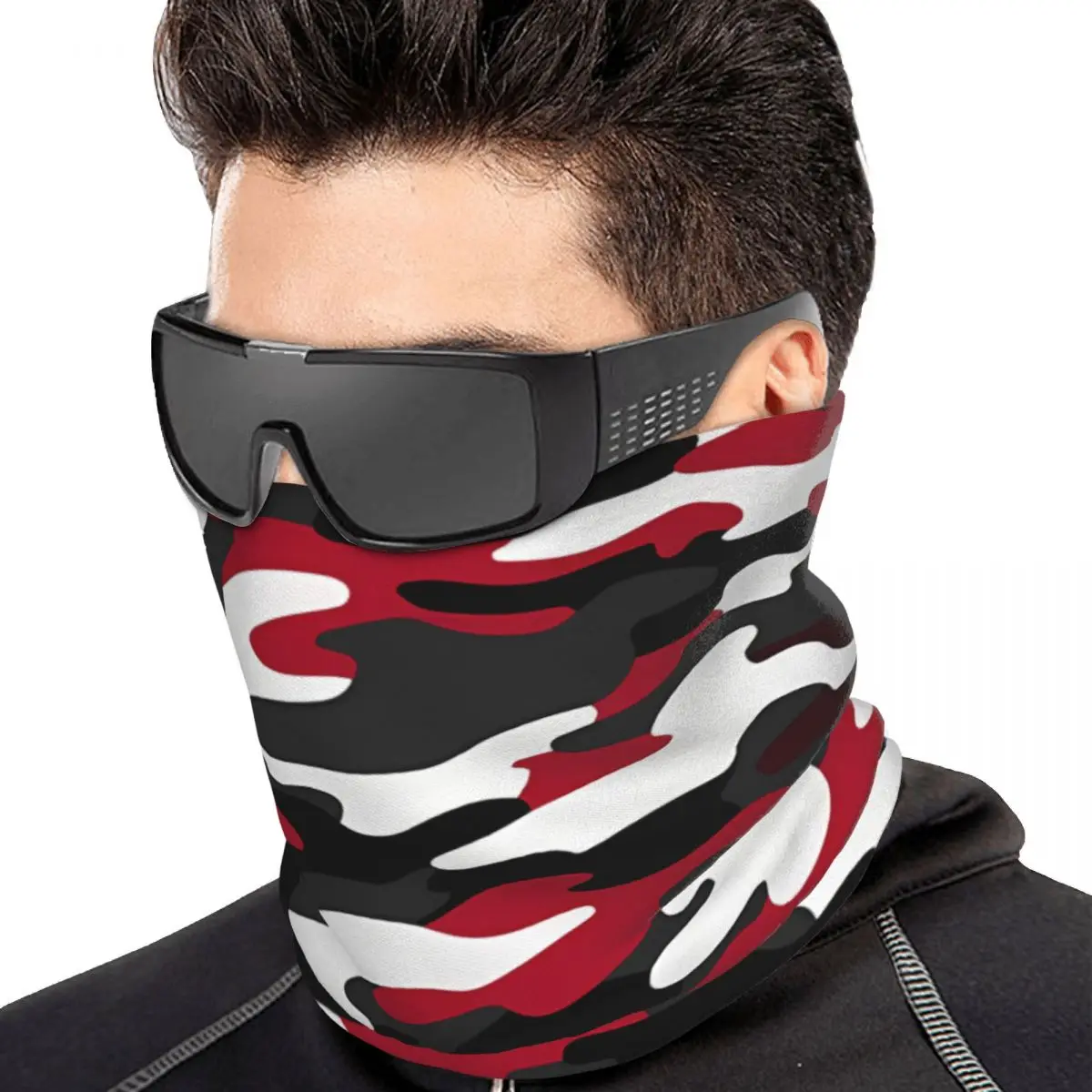 Red Camouflage Design Bandana Neck Gaiter Camo Camouflage Windproof Face Mask Scarf Cover Women Men Headwear