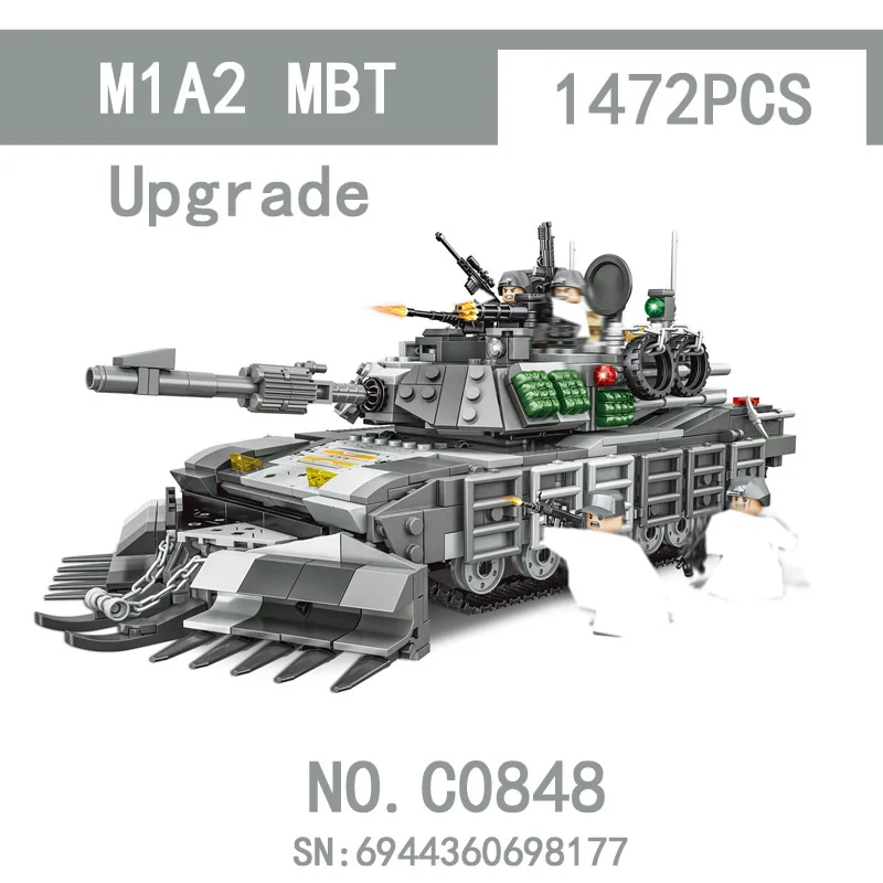 

1472PCS UPgrade M1A2 Main Battle Tank Building Blocks Military Weapon Army Bricks Toys for Kids Xmas Gift C0848 2022 New