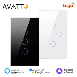 AVATTO WiFi US Smart Light Switch,220V Neutral Wire 1/2/3/4 Gang Touch Light Switch controllo APP funziona con Alexa Google Home