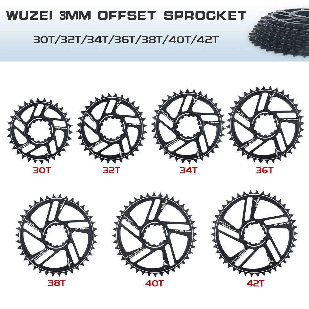 WUZEI 1/3/6mm Offset Bike MTB Mountain Bike Stars 30T/32T/34T/36T Crown Bicycle Chainring for Sram XX1 XO1 X1 GX XO Crankset