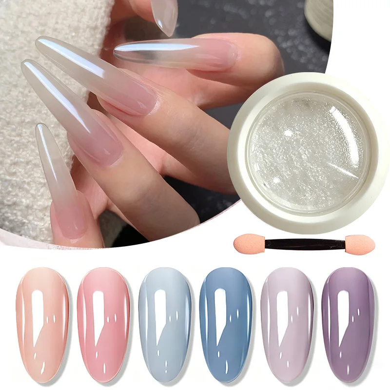 BORN PRETTY High Transparency Fill Light Nail Powder Aurora Glitter Crystal Bright Moonlight Pearl White  DIY Manicure Dust