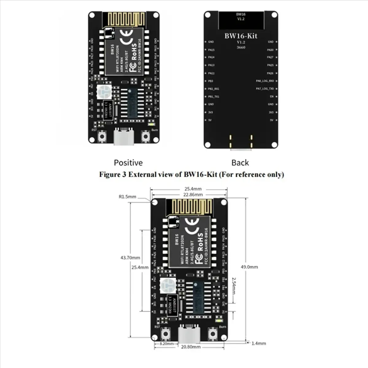 

[ABDH] 2X BW16-Kit Development Board RTL8720DN Dual-Band Wi-Fi Low-Power Bluetooth BLE Module Type-C Interface