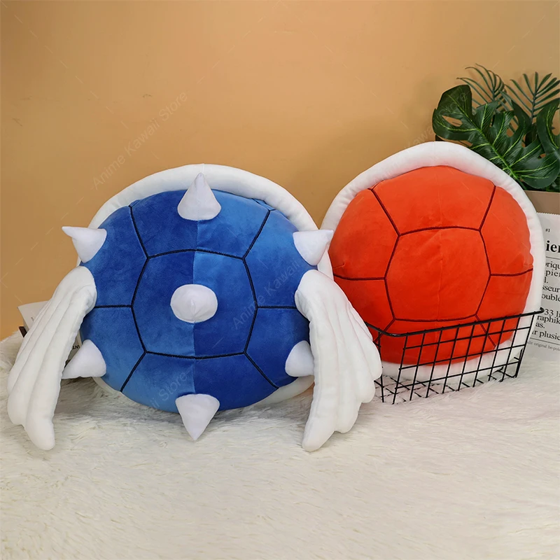 32-47cm Mario Spiny Shell Plush Toy Anime Super Mario Red Shell Yoshi Egg Stuffed Animal Doll for Kids Halloween Gifts