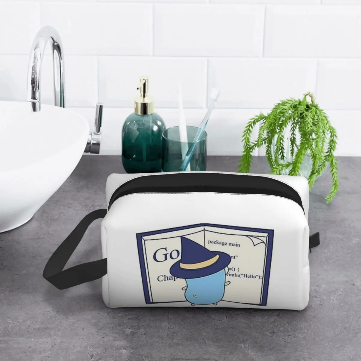 

The Go Gopher Golang Witch Learning Makeup Bag Cosmetic Organizer Storage Dopp Kit Toiletry Cosmetic Bag Pencil Case