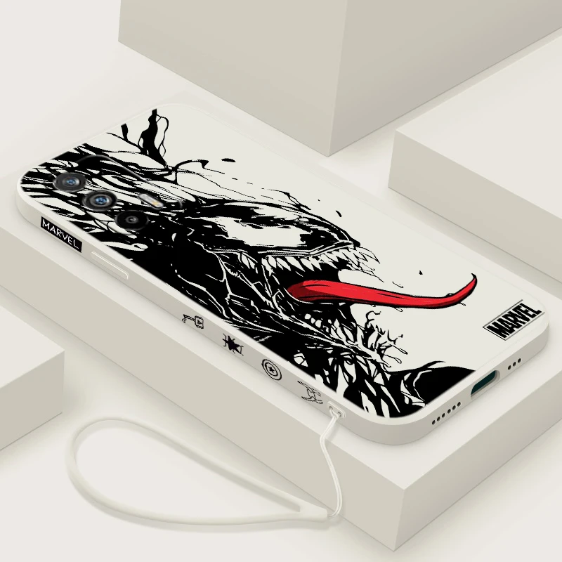 Marvel Venom For Realme Q5 GT Neo 5 3T 3 XT X3 C55 C30 C21Y C11 C2 Explorer Master Liquid Left Rope Phone Case