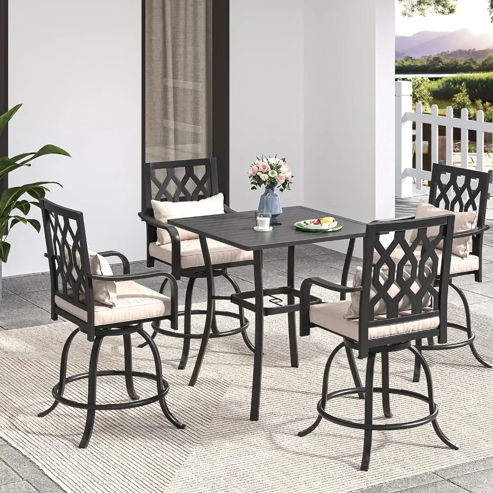 5 Piece Outdoor Bar Height Table and Chairs Set, 32