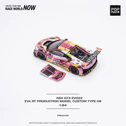 POP Race In Stock 1:64 NSX GT EVO R EVA PinkYellow Diecast Diorama Model Collection Miniature Carros Toys