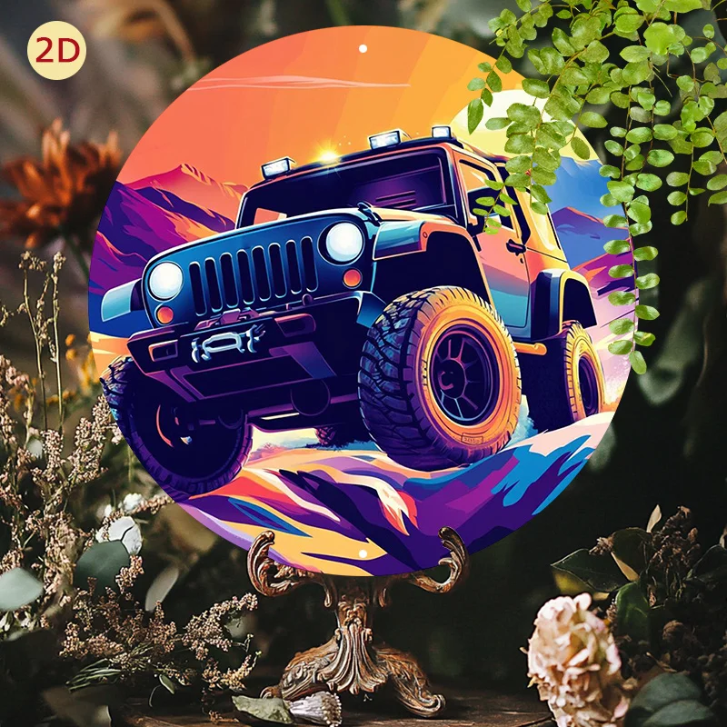 لافتة معدنية مستديرة من الألومنيوم - ديكور فني جداري مقاوم للأشعة فوق البنفسجية والخدش للغرفة، النافذة، غرفة النوم، الباب، 8 × 8 بوصة / 11.8 × 11.8 بوصة، قطعة واحدة #5