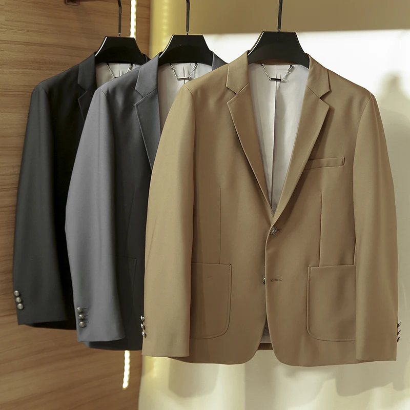 

Модель окна для офлайн-дисплея! Высокое качество! Шелковистая ткань, не требующая глажки и предотвращающая появление складок! Осенний мужской повседневный костюм-пиджак премиум-класса