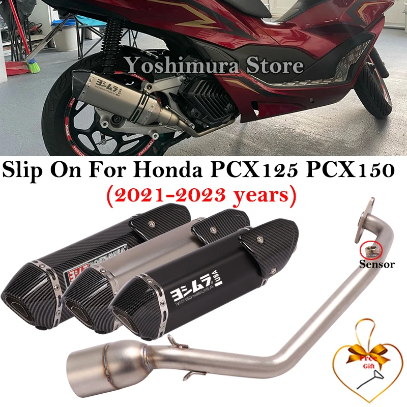 

Полная система для Honda PCX125 PCX150 PCX 125 150 2021 2022 мотоциклетный выхлопной глушитель Yoshimura глушитель дБ убийца Передняя средняя труба