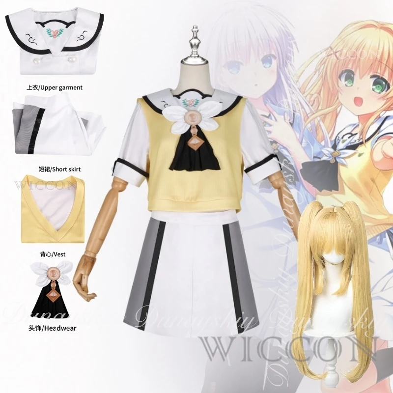 

Летние карманы игры Ao Sorakado и Tsumugi Wenders Косплей с белым желтым JK с желтыми синими париками Косплей Костюм Полный костюм