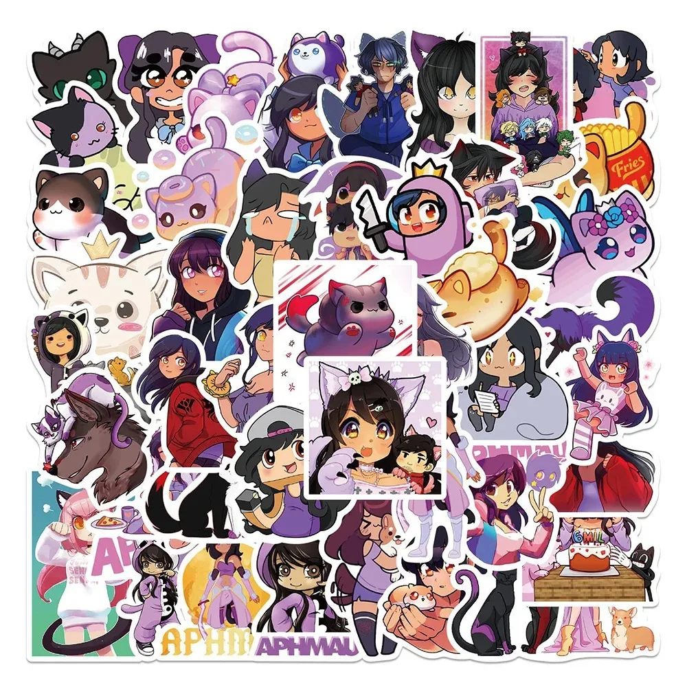 50 Stück Aphmau Graffiti-Aufkleber Cartoon Exquisite Mode-Sticker für Handy Computer Notizbuch Schreibwaren DIY Spielzeug Geheimnisse