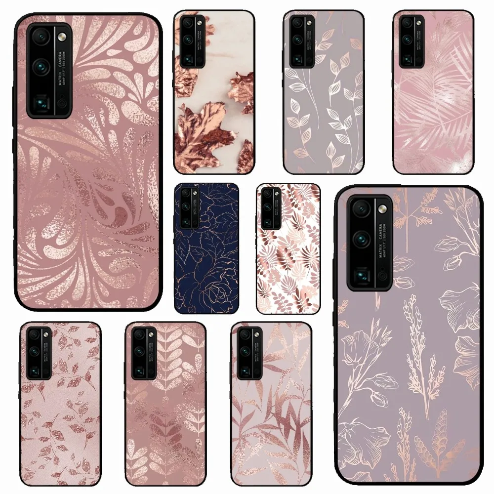 Gold Rose Leaf Phone Case For Huawei Honor 10 Lite 9 20 7A 9X 30 50 60 70 Pro Plus Soft Silicone Cover