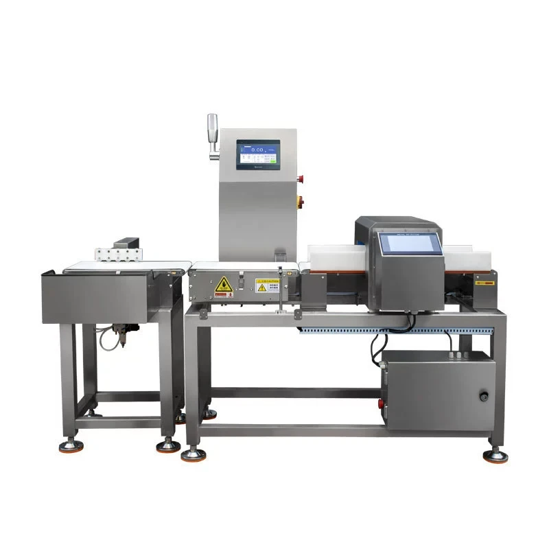 Pet Food Kibble Metal Detector and Checkweigher Machine SUS304 Food Grade Conveyor Metal Detection and Weighing Combo